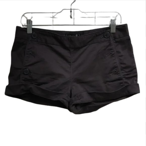 Talula Aritzia dark brown button super shorts size US 6 stretchy - Picture 1 of 8